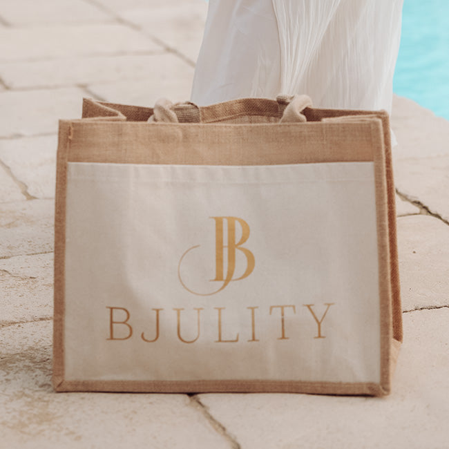 Tote Bag St. Tropez. Stylische Jute Tasche für Sommer, Strand von Bjulity