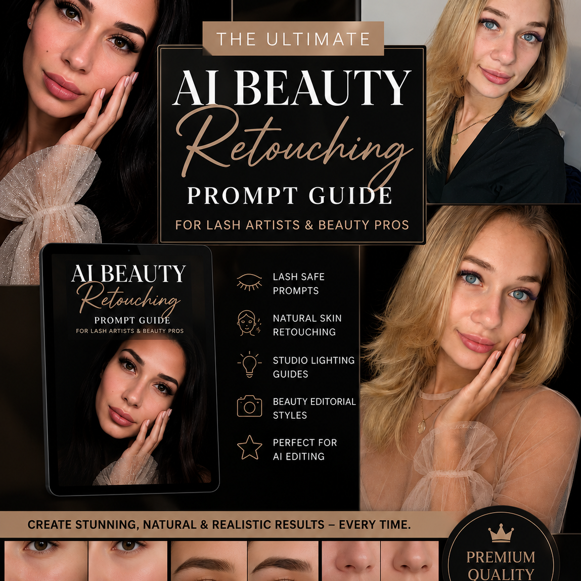 Kollage von vorhernachher-Bildern mit den Beauty-Content-Promts von BJULITY