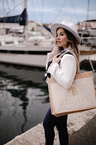 Tote Bag St. Tropez. Stylische Jute Tasche für Sommer, Strand .