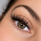 Macroaufnahme Frau/Auge mit Trendwimpernmodellage Kim-Effekt-Lashes