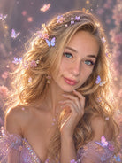 Fantasi-Beauty-Bild einer blonden Frau mit Schmetterlingen