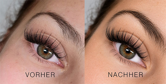 Vorher-Nachher-Vergleich Beauty-Wimpern-Fotos