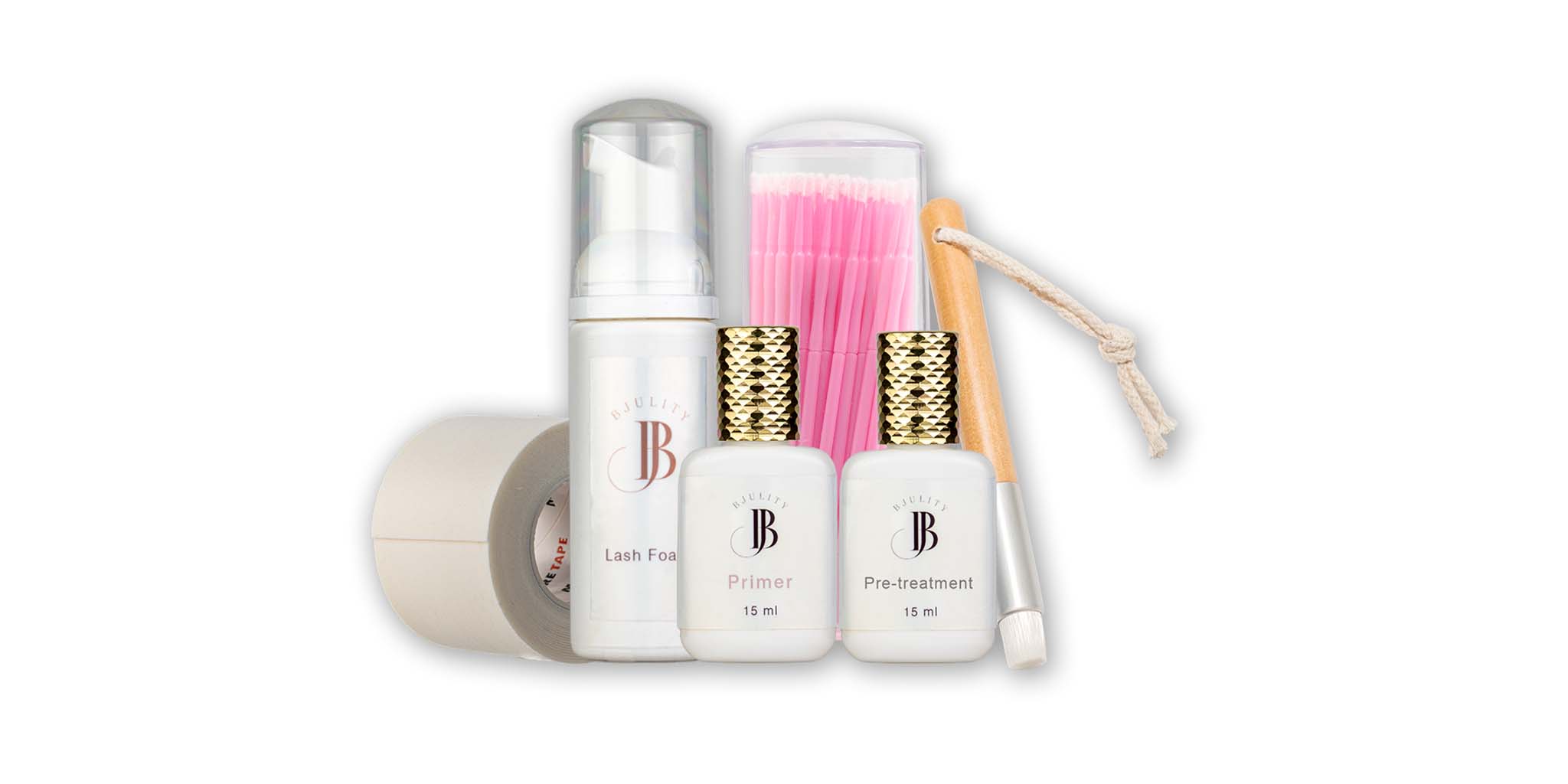 Bild von Wimpernzubehör wie Klebeband, Orimer, Pre-teatment und lashfoam